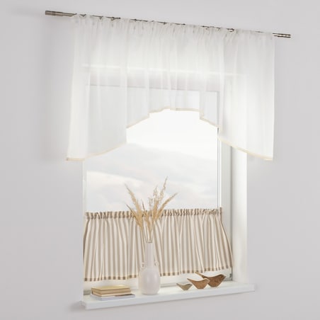 Zazdrostka prosta na metry 390x0 beżowo-białe pasy (1,5cm)