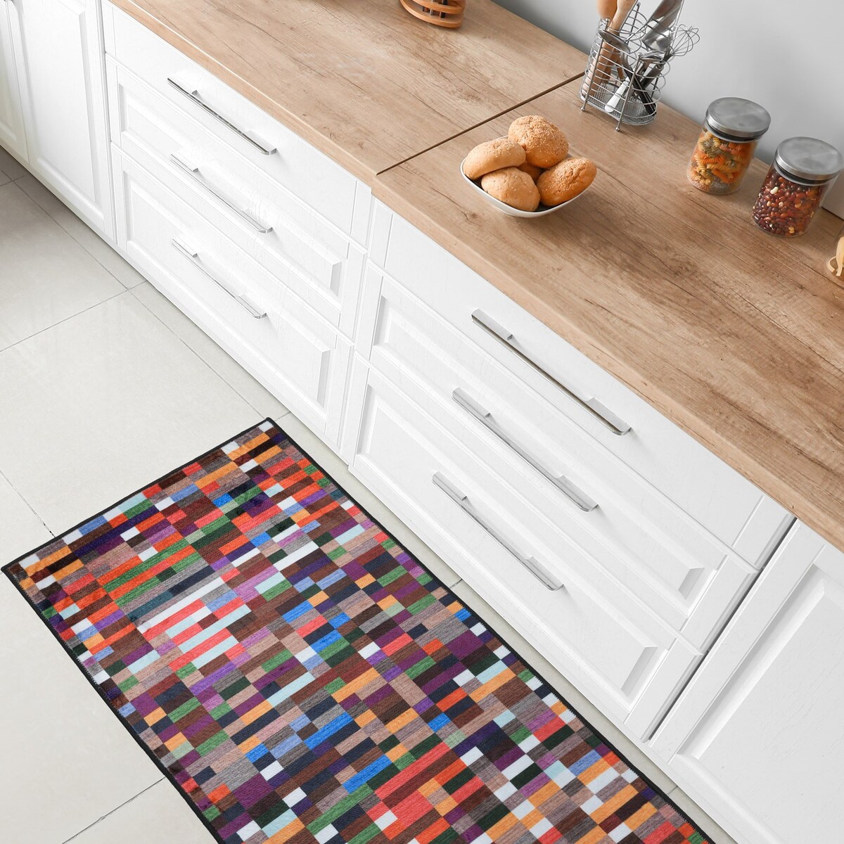 Dywan, chodnik nowoczesny geometryczny Piksel 50x120 cm e-floor wielokolorowy