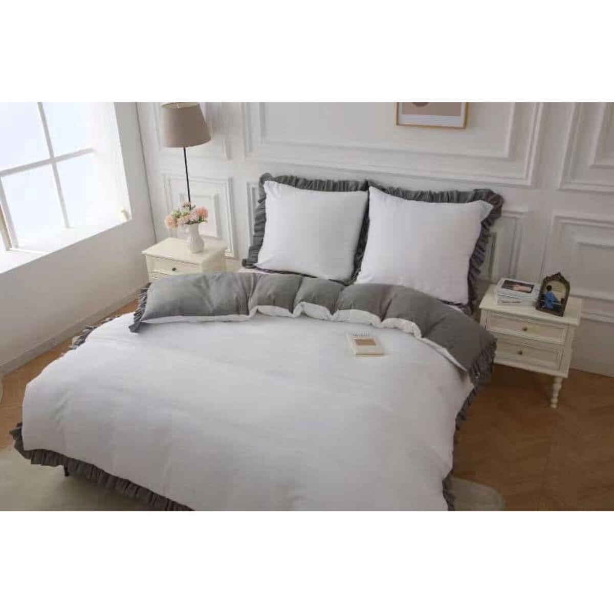 Pościel mikrofibra dwukolorowa z falbanką 160x200 cm