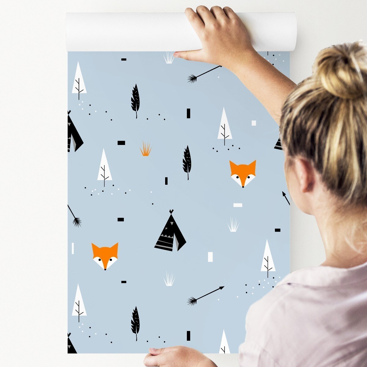 Tapeta Dla Dzieci LISKI Tipi Strzały Drzewa