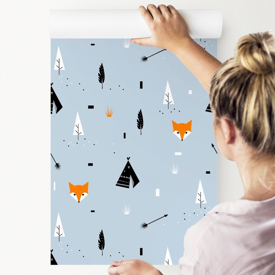 Tapeta Dla Dzieci LISKI Tipi Strzały Drzewa