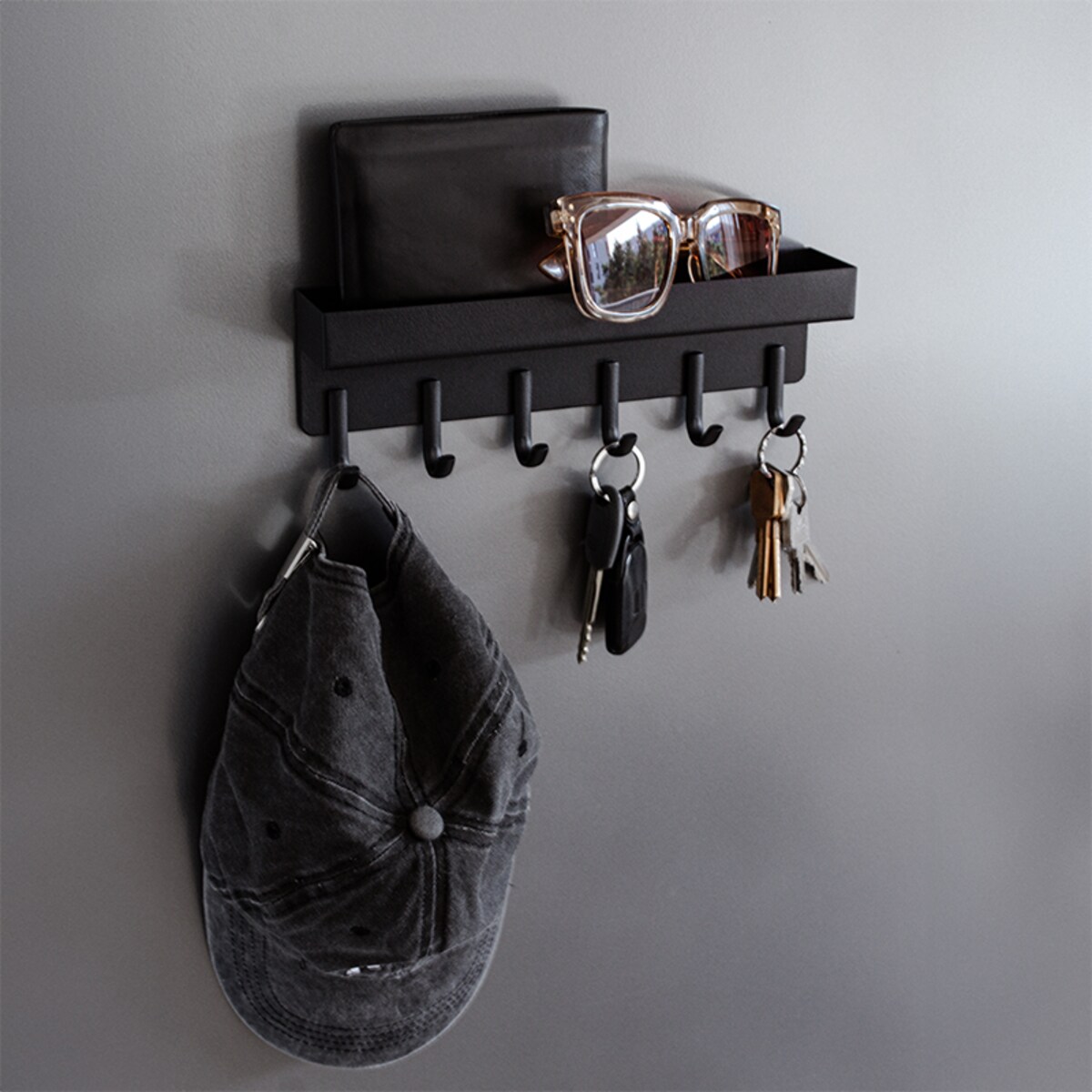 Wieszak ścienny z półką na klucze akcesoria metalowy loft