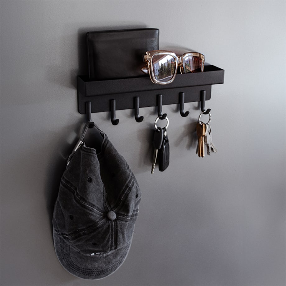 Wieszak ścienny z półką na klucze akcesoria metalowy loft