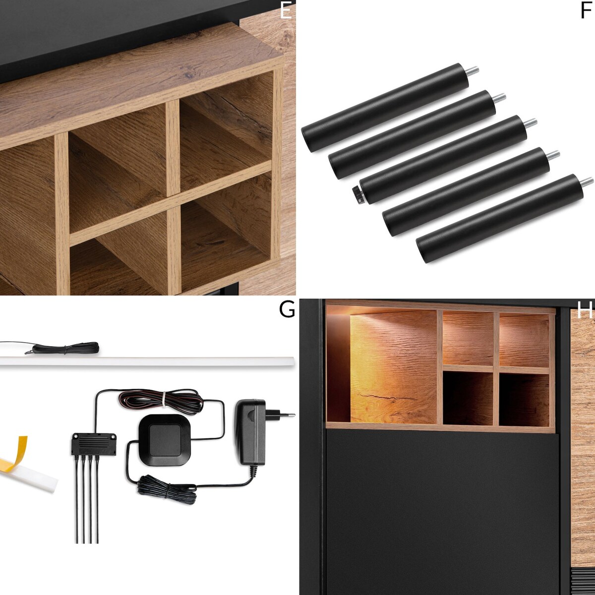 KONSIMO LOFTY Komoda loftowa na wysokich czarnych nogach