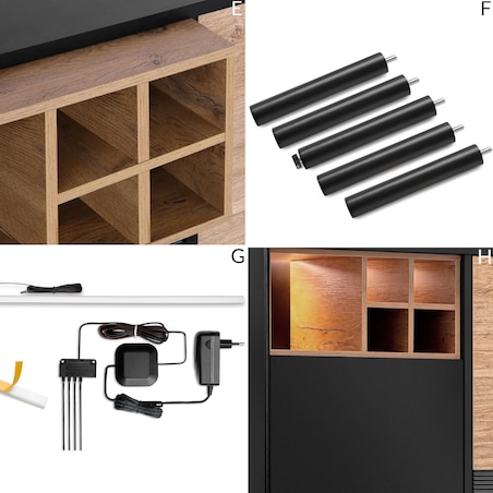 KONSIMO LOFTY Komoda loftowa na wysokich czarnych nogach