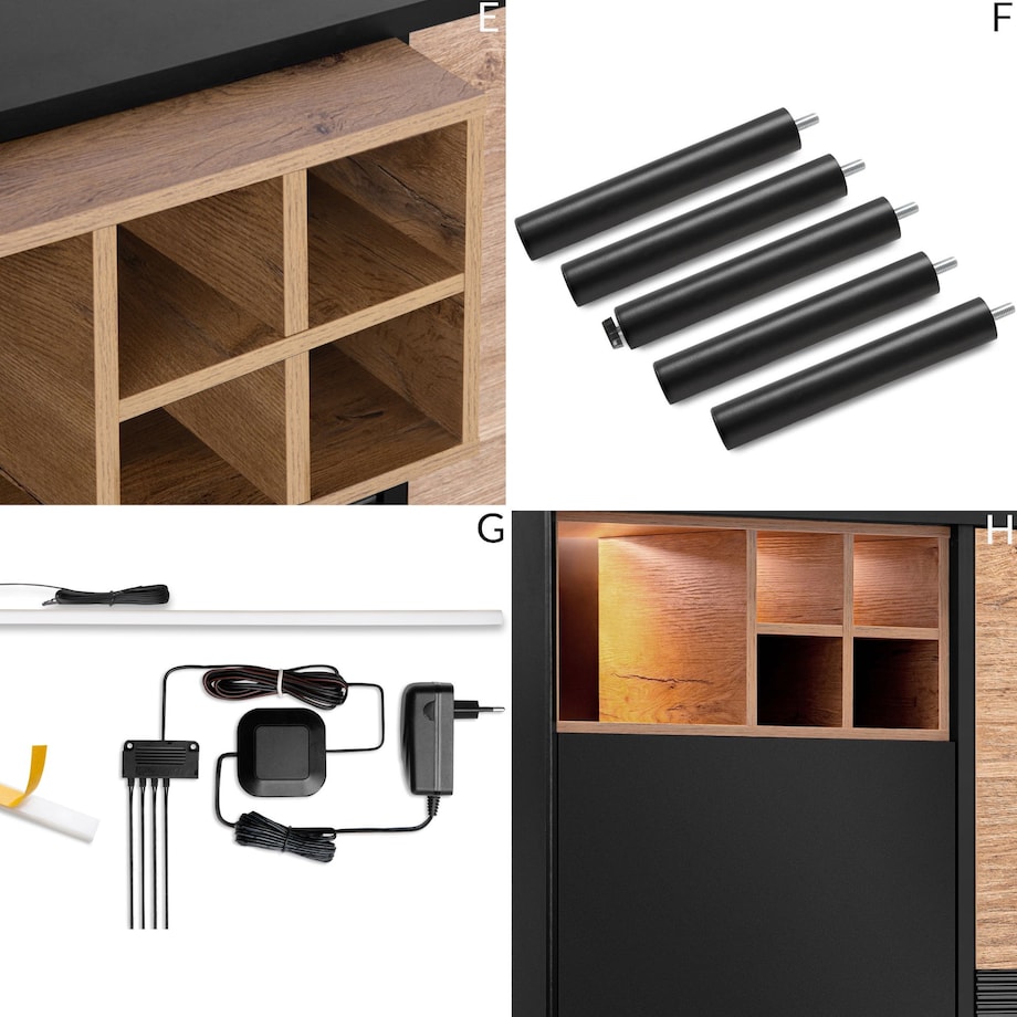 KONSIMO LOFTY Komoda loftowa na wysokich czarnych nogach