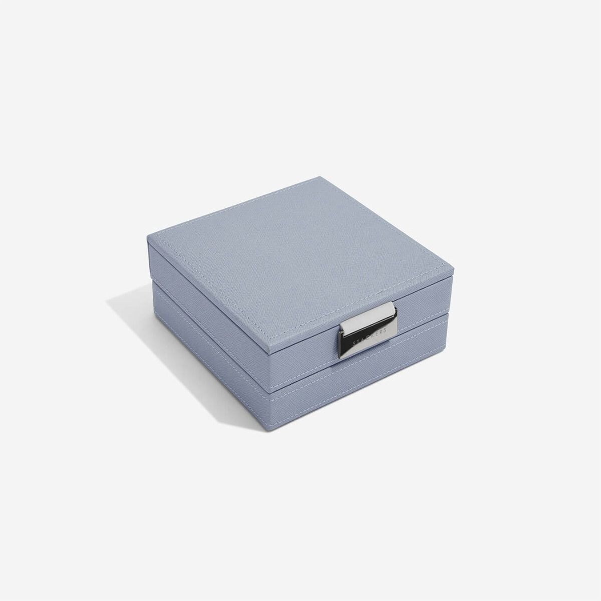 Szkatułka na bransoletkę i charmsy Stackers podwójna szaroniebieska