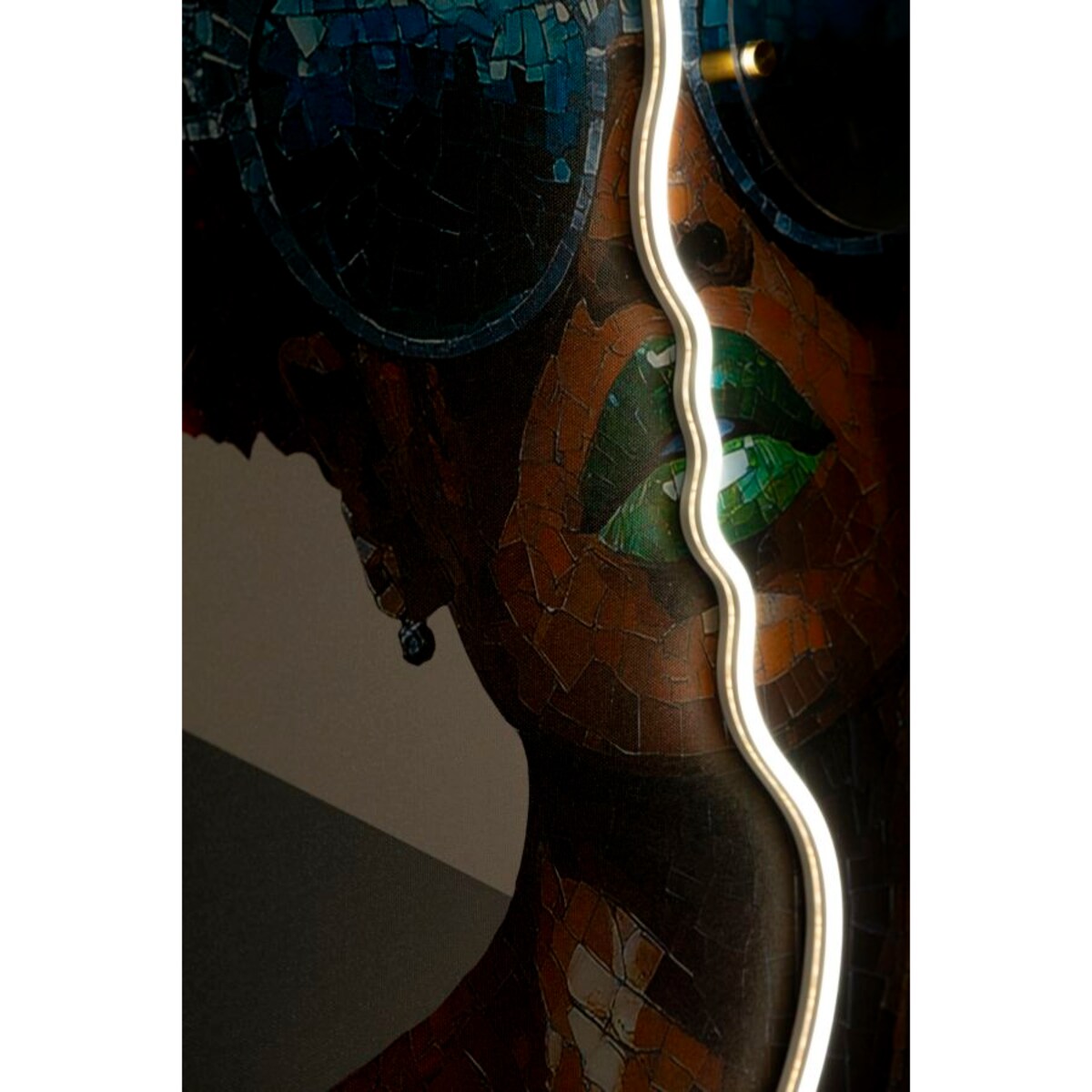 Obraz na płótnie Afro, kolor wielokolorowy, płótno i płyta MDF, 60 x 90 cm, LED, 3D, styl nowoczesny, dekoracja ściany do salonu, Mauro Ferretti