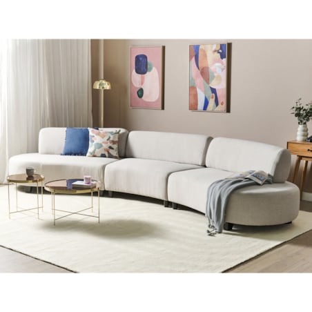 Sofa półokrągła 6-osobowa lniana szara SOLBERG