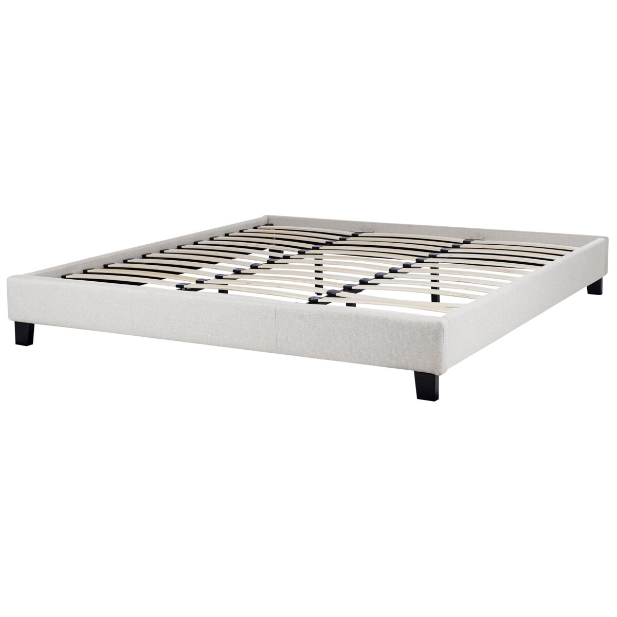 Łóżko jasnoszare tapicerowane ze stelażem 180 x 200 cm ROANNE