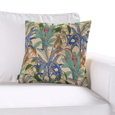 Poszewka Kinga na poduszkę 50x50 zielono-niebieskie motywy roślinne