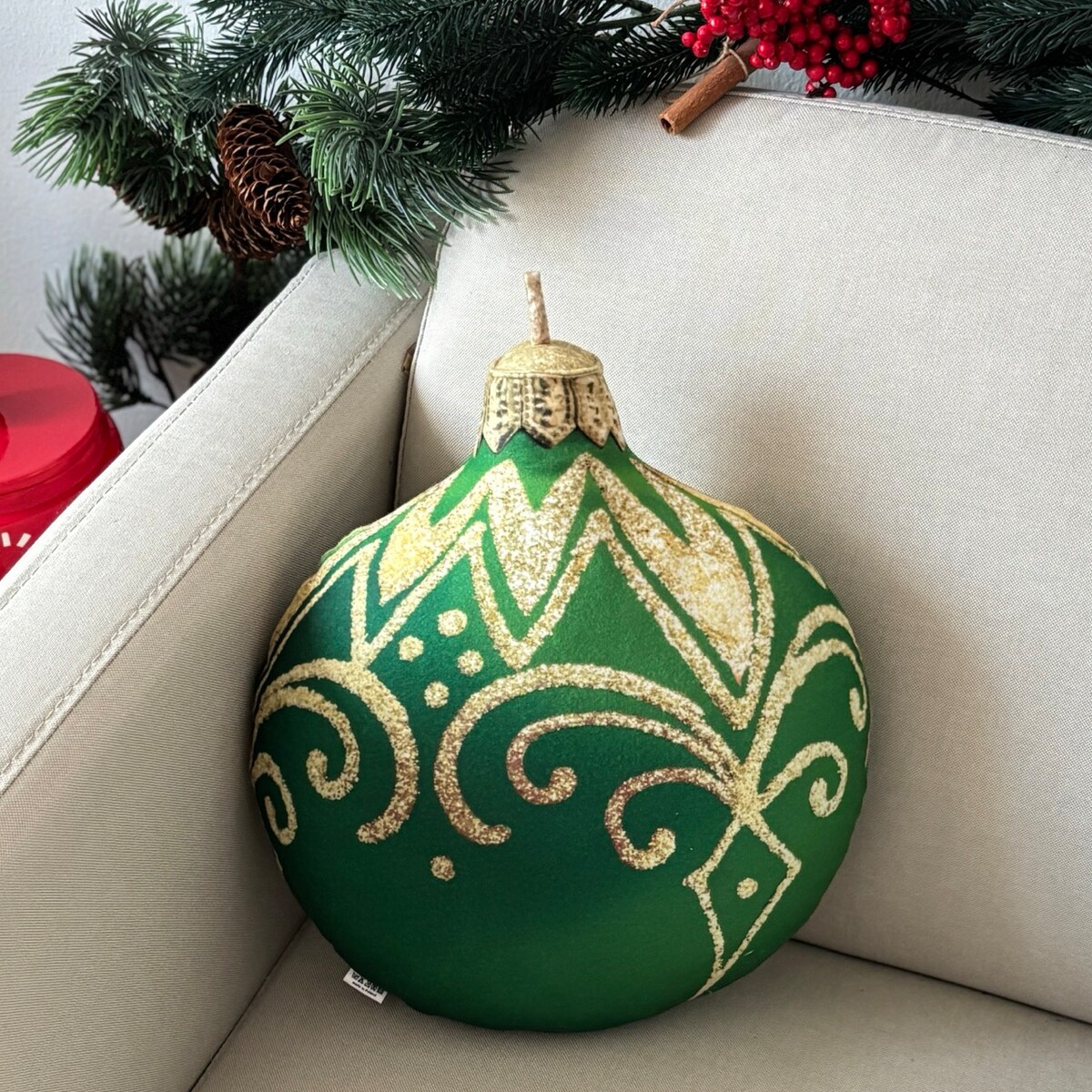 Poduszka dekoracyjna zielona Bombka mała