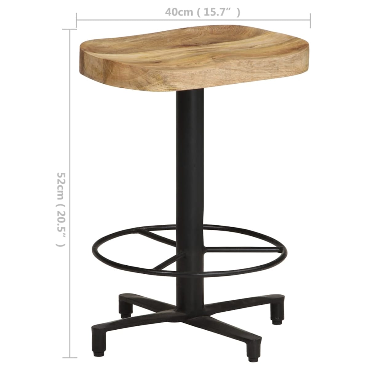 vidaXL Stołki barowe, 2 szt., 52 cm, lite drewno mango