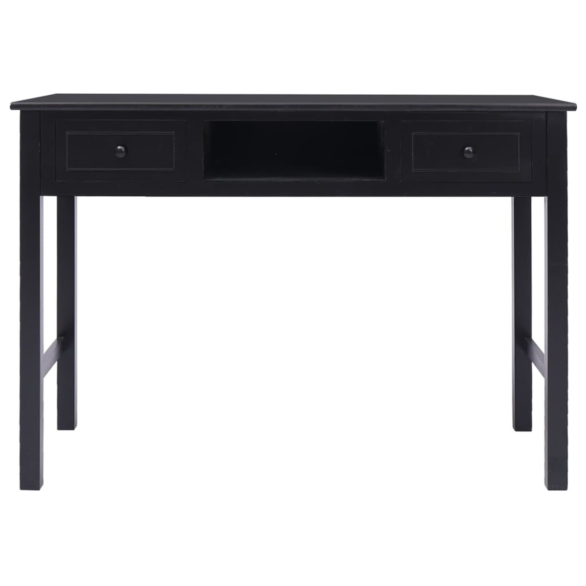 vidaXL Biurko, czarne, 108x45x76 cm, lite drewno paulowni