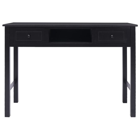 vidaXL Biurko, czarne, 108x45x76 cm, lite drewno paulowni