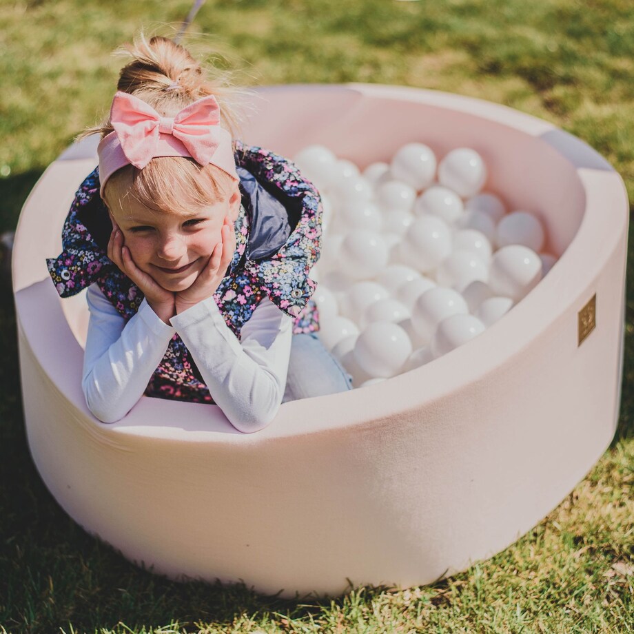 Okrągły Suchy Basen dla Dziecka 90x40cm/bez Piłek, Cotton, Jasnoróżowy