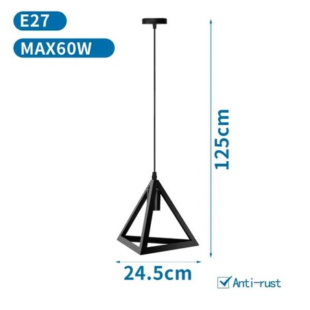 żelazna lampa wisząca piramida industrialna czarna e27