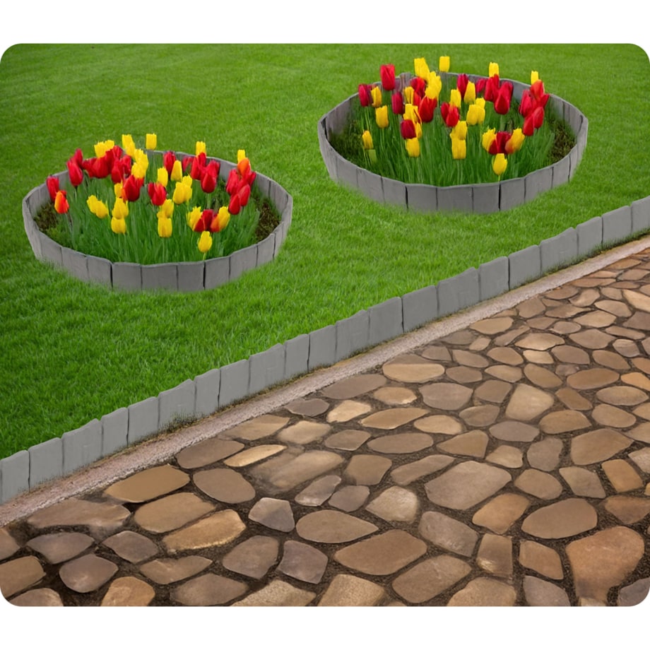 Palisada ogrodowa obrzeże ogrodowe trawnikowe szare Plonos tworzywo płotek 250 cm