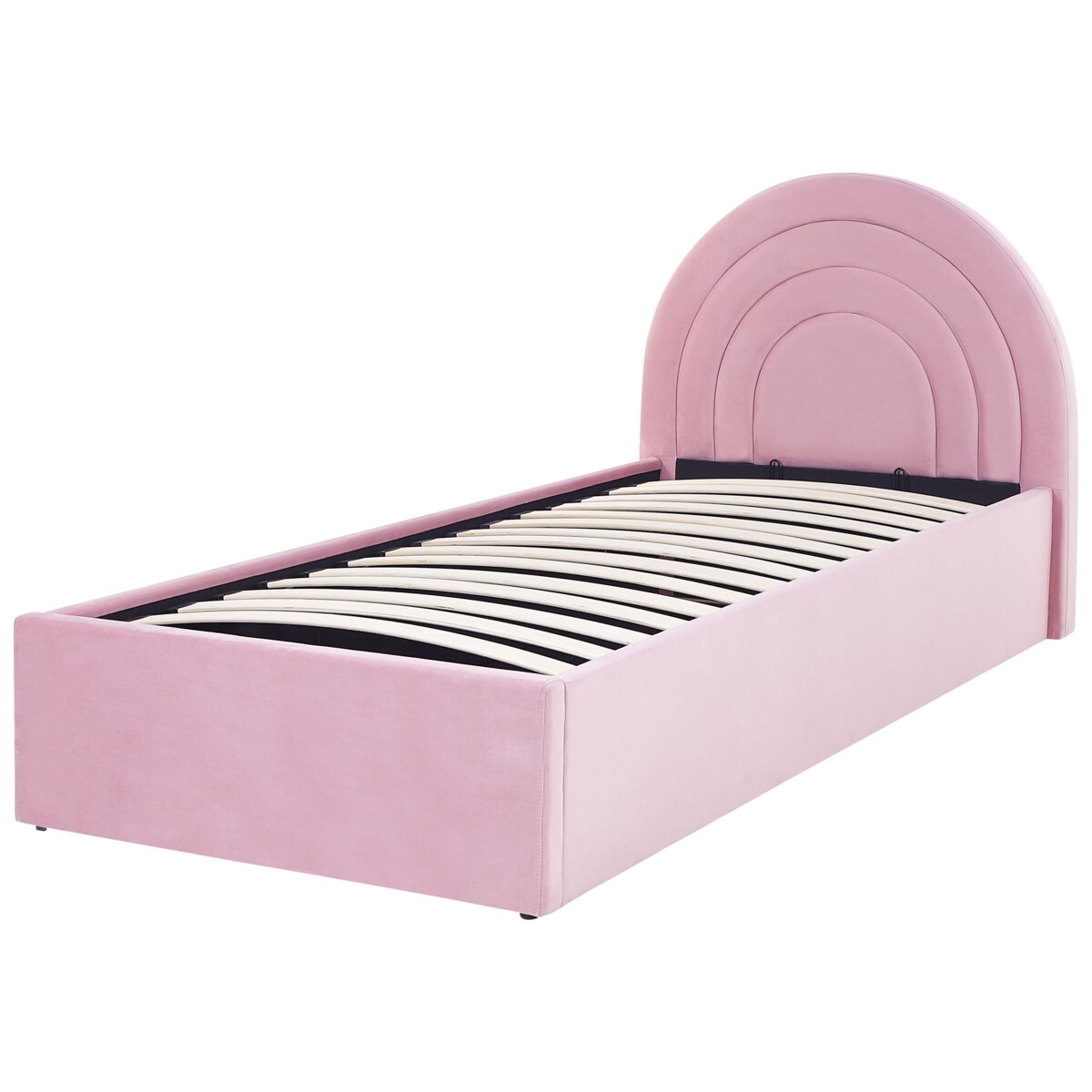 Łóżko z pojemnikiem welurowe 90 x 200 cm różowe ANET