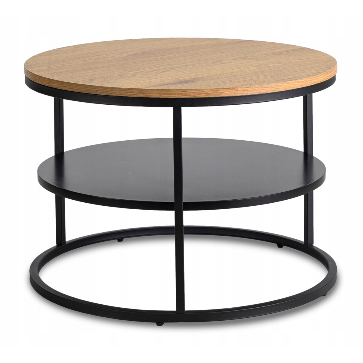 Stolik Kawowy Okrągły Loft Ława Okrągła Dąb Czarny Industrialny BEST