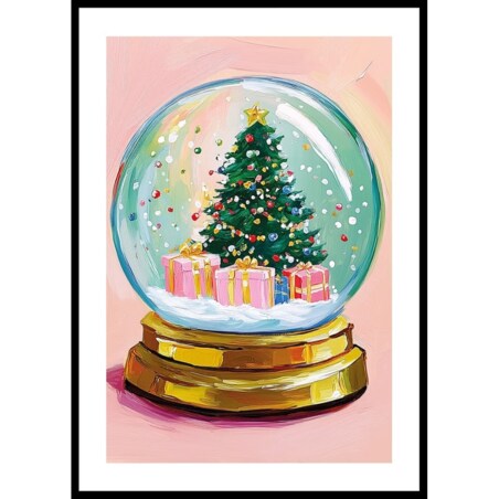 Poster Story, Plakat, Obraz - Magiczna Kula Śnieżna z Choinką, wymiary 21 x 30 cm