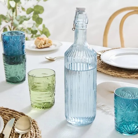 Komplet 4 szklanek, 350 ml, Ayla, odcienie zieleni/niebieskiego