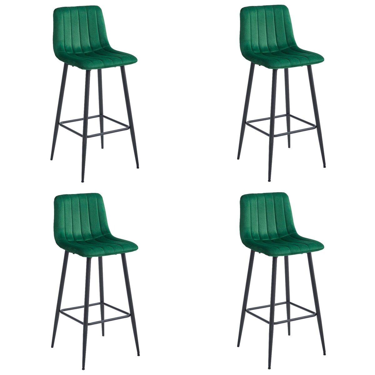 Hoker Do Jadalni Kuchni Baru Wysoki Pozza - Ciemna Zieleń Aksamit / Nogi Czarne X 4