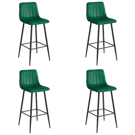 Hoker Do Jadalni Kuchni Baru Wysoki Pozza - Ciemna Zieleń Aksamit / Nogi Czarne X 4
