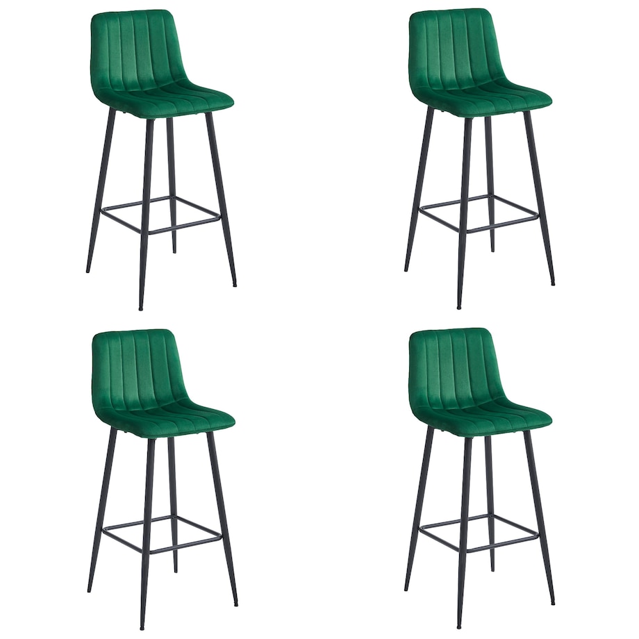 Hoker Do Jadalni Kuchni Baru Wysoki Pozza - Ciemna Zieleń Aksamit / Nogi Czarne X 4