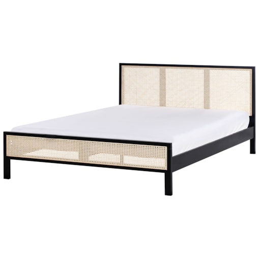 Łóżko Drewno sosnowe SALERNAS 160 x 200 cm Czarny