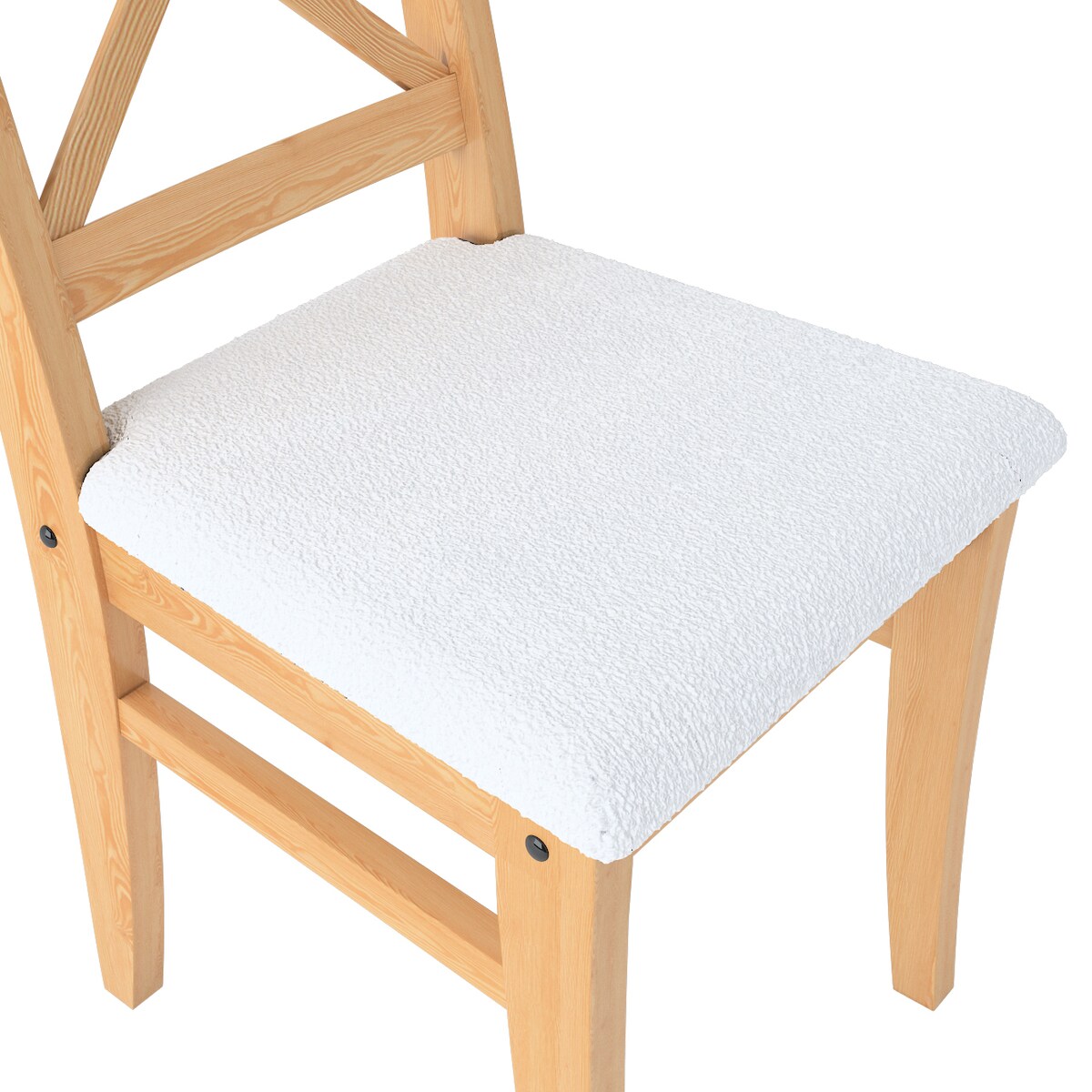 Pokrowiec na krzesło Ingolf z tapicerowanym siedziskiem, biała bukla, Inglof, Boucle Teddy