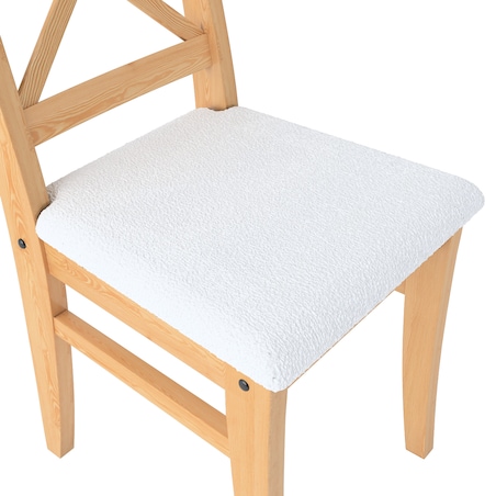 Pokrowiec na krzesło Ingolf z tapicerowanym siedziskiem, biała bukla, Inglof, Boucle Teddy