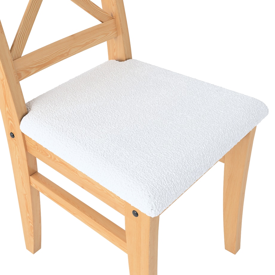 Pokrowiec na krzesło Ingolf z tapicerowanym siedziskiem, biała bukla, Inglof, Boucle Teddy