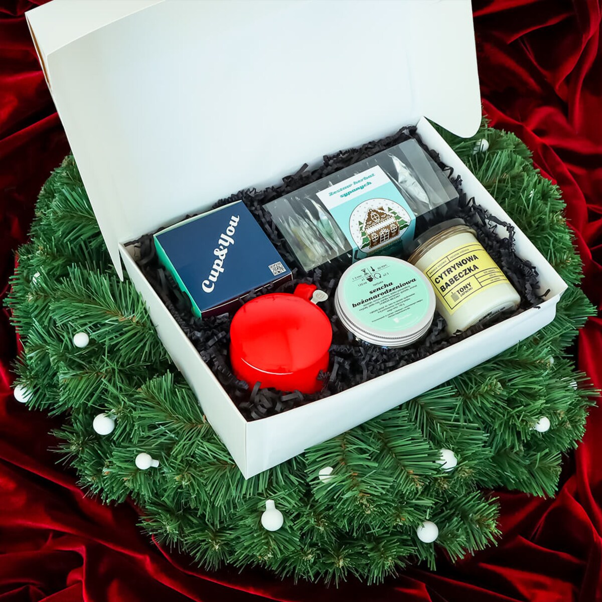 MEGA DUŻY ZESTAW PREZENTOWY BOX KOSZ - KUBEK ZAPARZACZ ŚWIECA KAWA HERBATA SYPANA PREZENT UPOMINEK POD CHOINKĘ NA ŚWIĘTA GWIAZDKĘ MIKOŁAJA BOŻE NARODZENIE DLA KOBIETY FACETA MĘŻCZYZNY