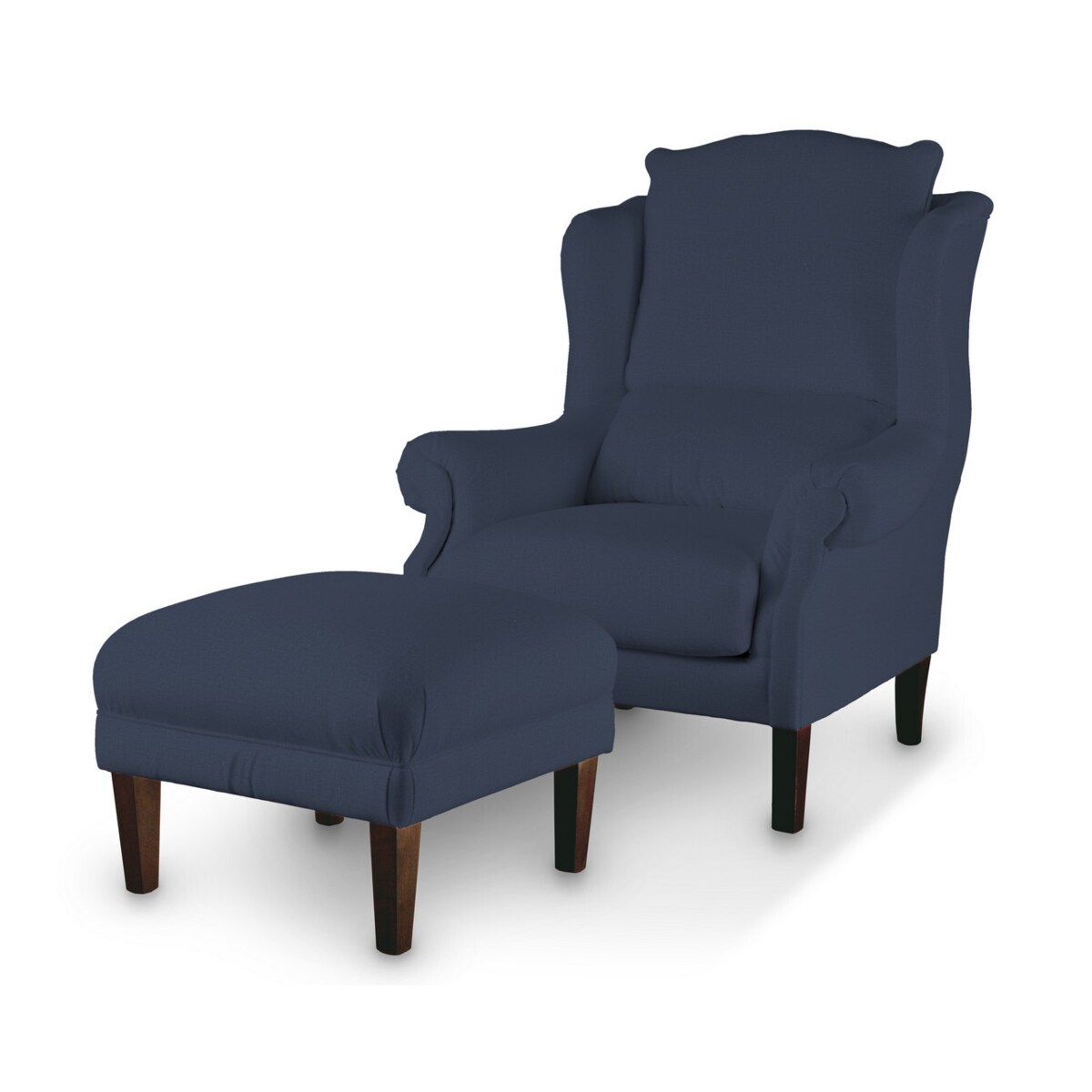 Podnóżek do fotela, granatowy welwet, 56 x 56 x 40 cm, Ingrid