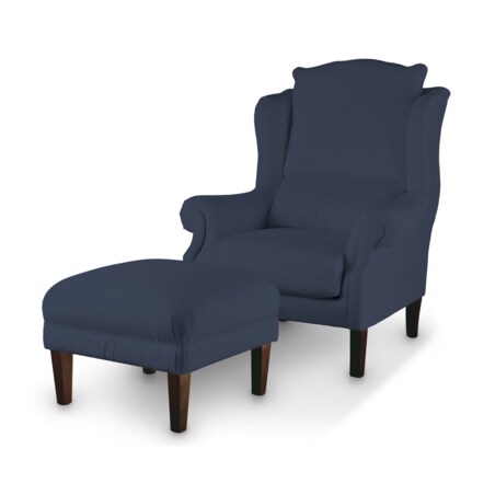 Podnóżek do fotela, granatowy welwet, 56 x 56 x 40 cm, Ingrid