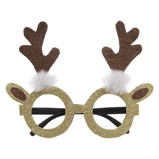 OKULARY ŚWIĄTECZNE Renifer złote LEKKIE z tworzywa