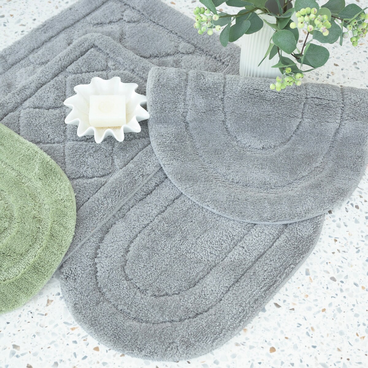 Zestaw 2szt Dywanik łazienkowy Soft 40x60 cm antypoślizgowy owalny szary