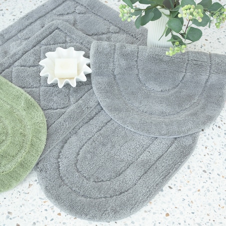 Zestaw 2szt Dywanik łazienkowy Soft 40x60 cm antypoślizgowy owalny szary