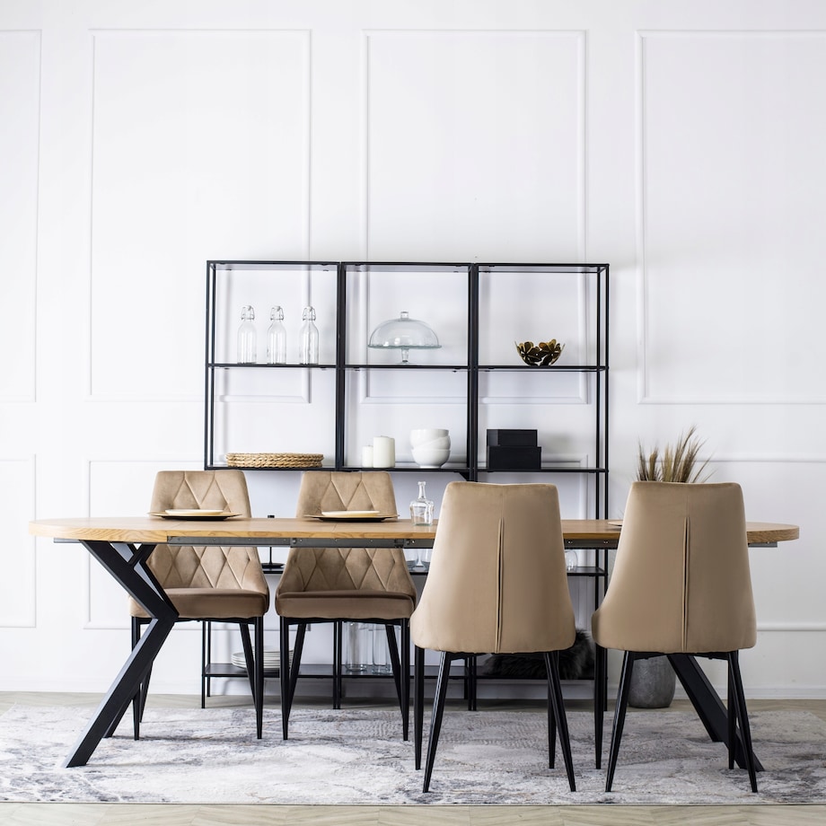 Krzesło Tapicerowane Welurowe Do Salonu Jadalni Loft Velvet Beżowe CORK