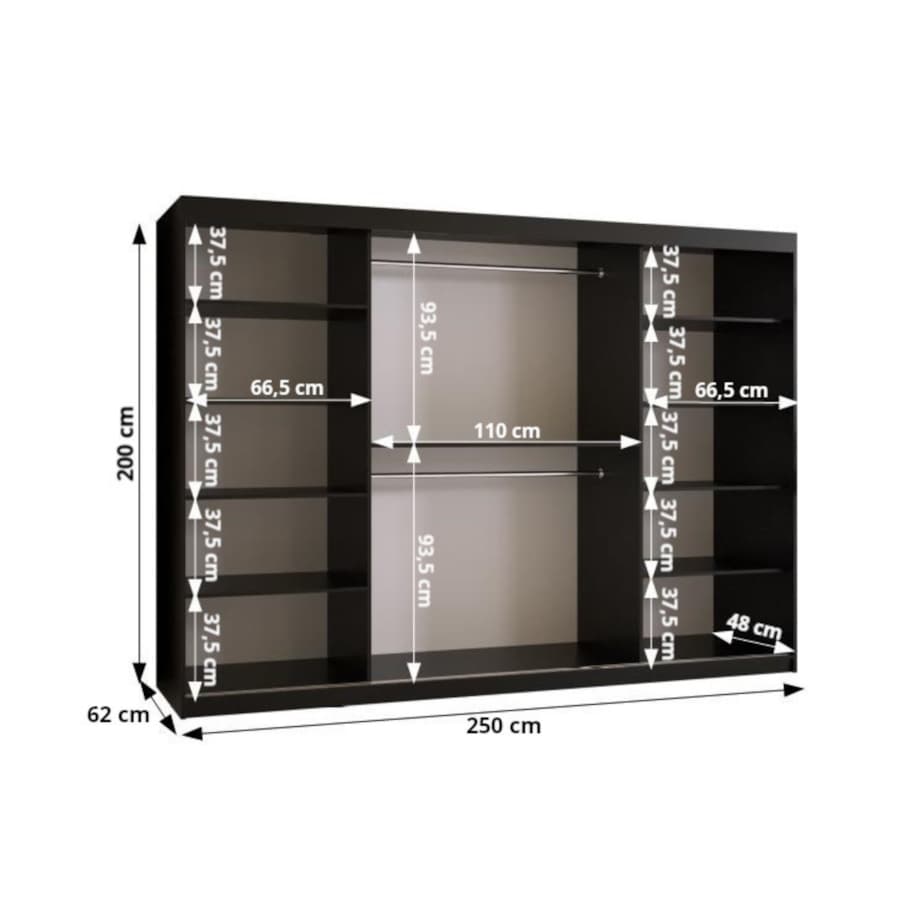 Szafa przesuwna OLDSTYLE T2 250 Czarny / Old Style