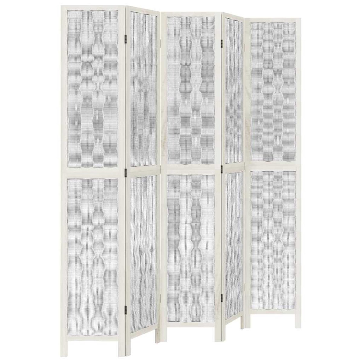 vidaXL Parawan pokojowy, 5-panelowy, biały, lite drewno paulowni
