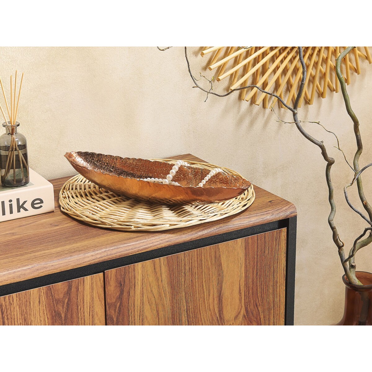 Patera dekoracyjna liść miedziana CARACOL