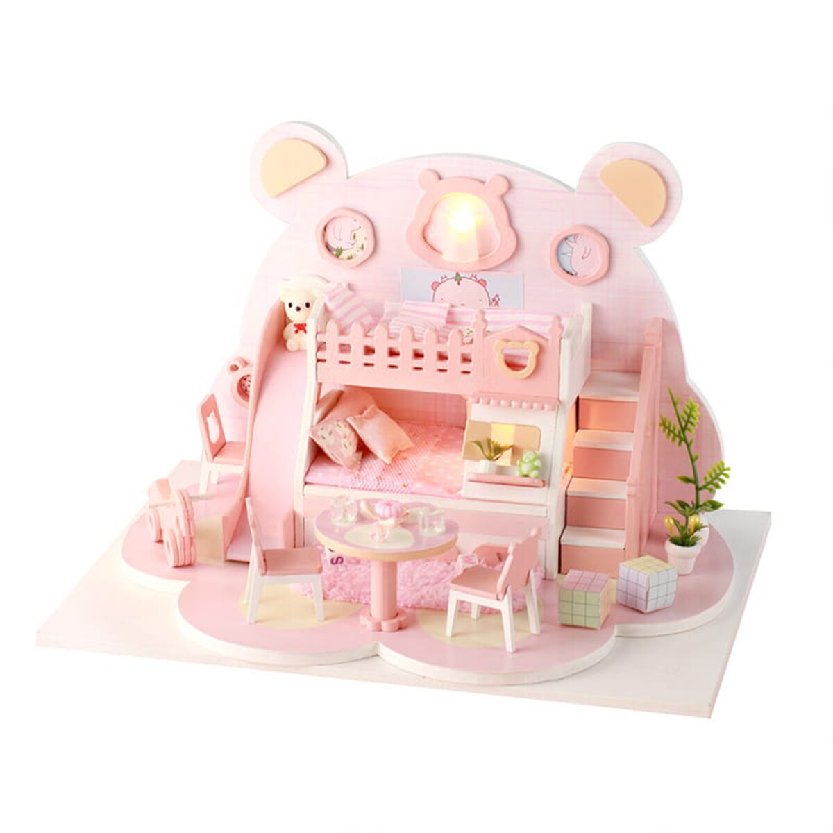 Miniaturowy domek - Różowy miś