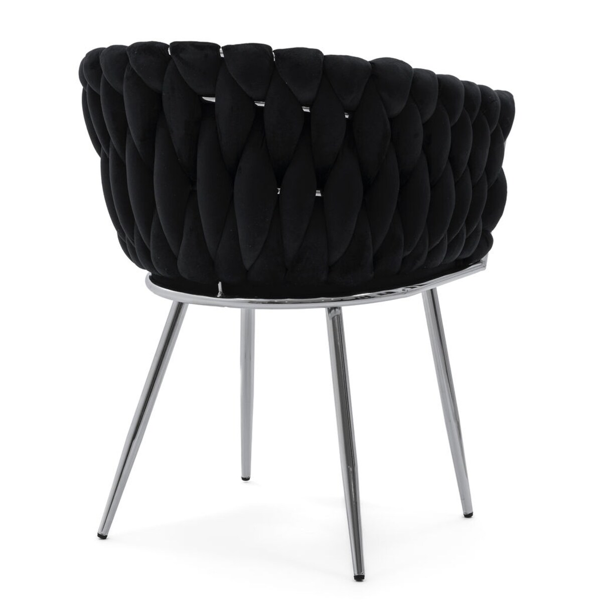 KRZESŁO DO JADALNI TAPICEROWANE WELUROWE CZARNE ROSA CHROME NOWOCZESNE