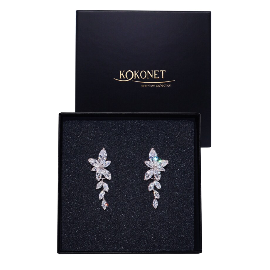 kolczyki ślubne AAA wiszące srebrne z kamieniami