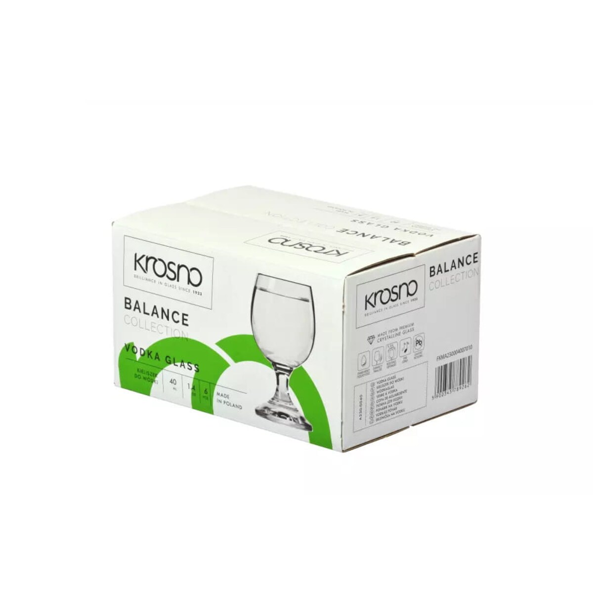 Zestaw 6 Kieliszków do Wódki 40 ml Balance Krosno na Niskiej Nóżce Stopce
