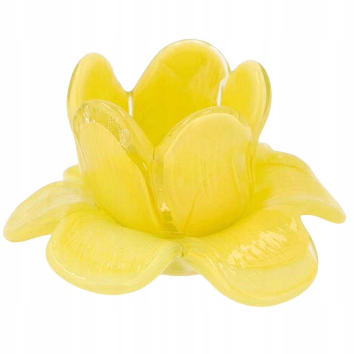 ŚWIECZNIK NA TEALIGHT SZKLANY KWIAT ŻÓŁTY OZDOBA DEKORACJA DO DOMU SALONU