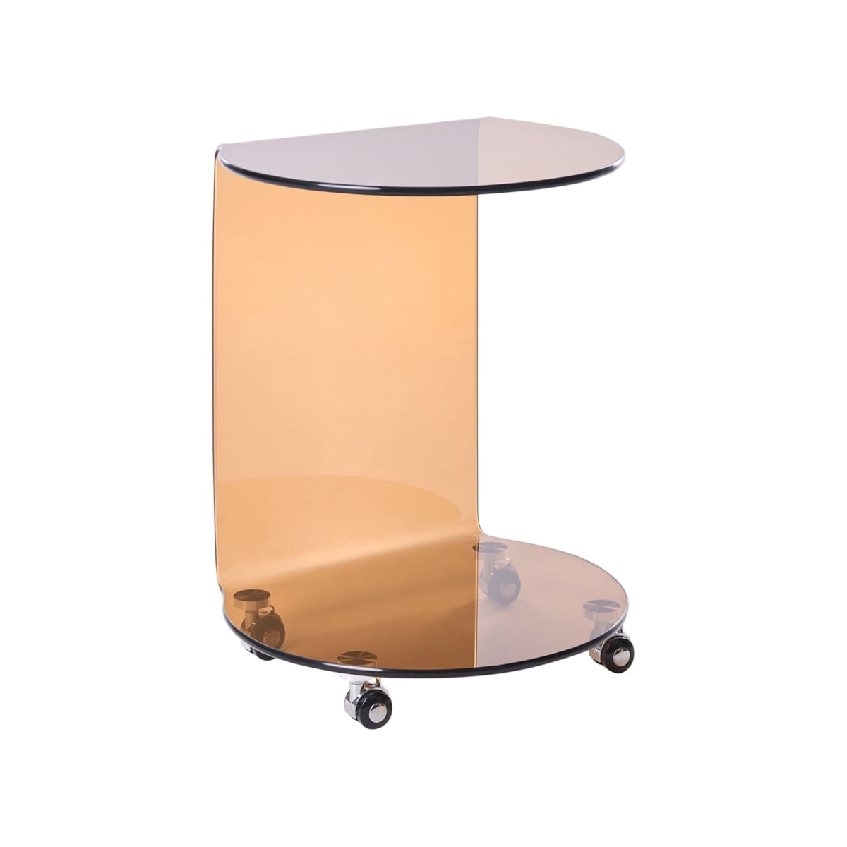 Stolik pomocniczy MINTO Szkło hartowane Brązowy Z kółkami