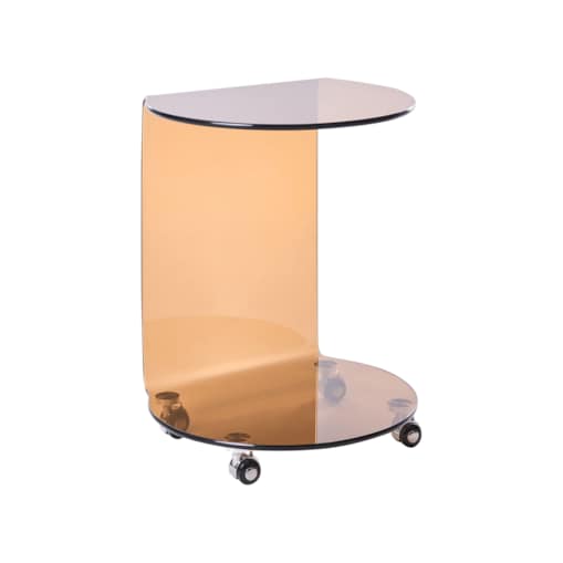 Stolik pomocniczy MINTO Szkło hartowane Brązowy Z kółkami